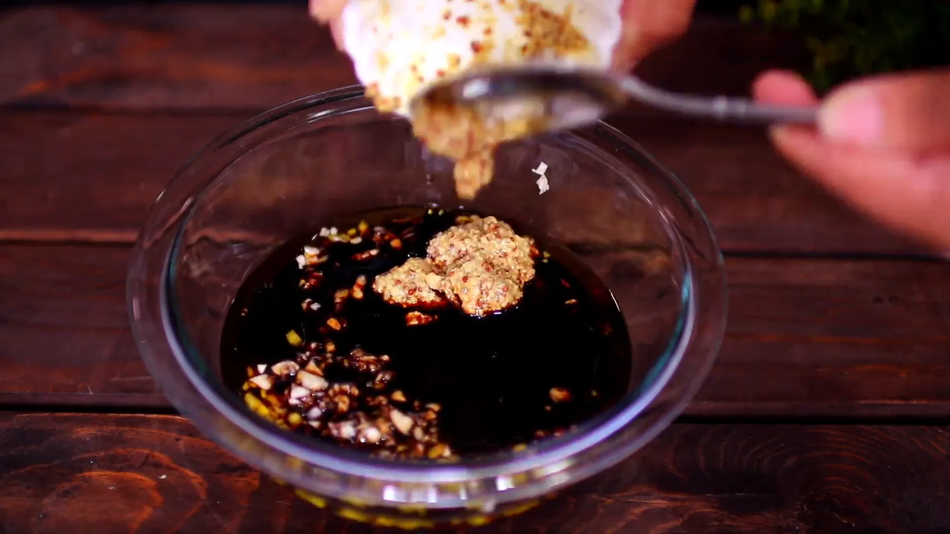 Mixing the sauce ingredients