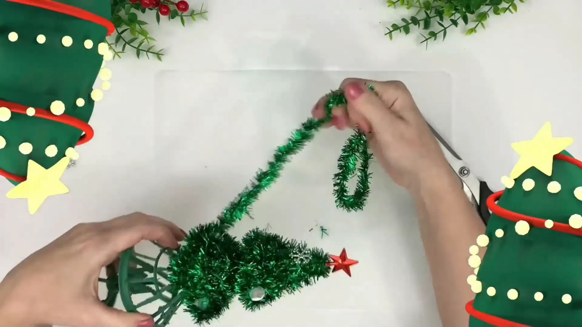 Removing tinsel from the Dollar Tree tree