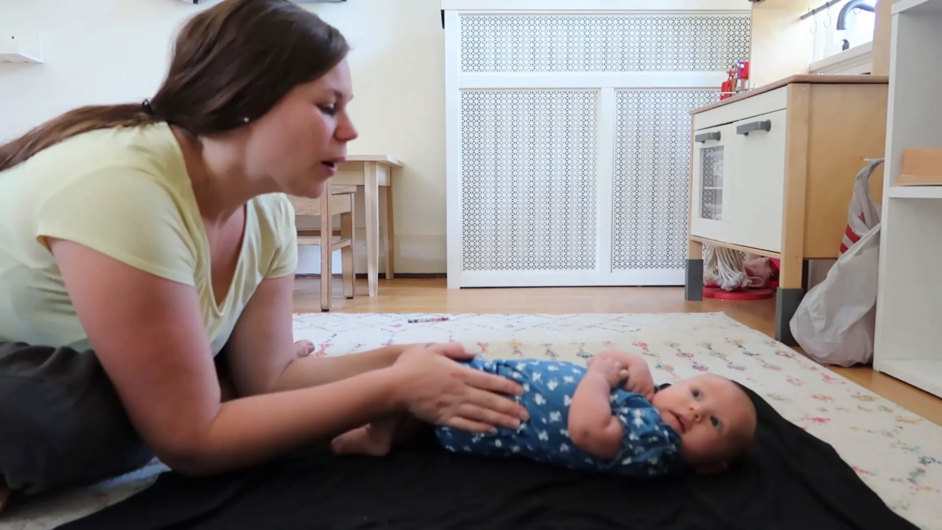 Enjoying quiet time with a newborn