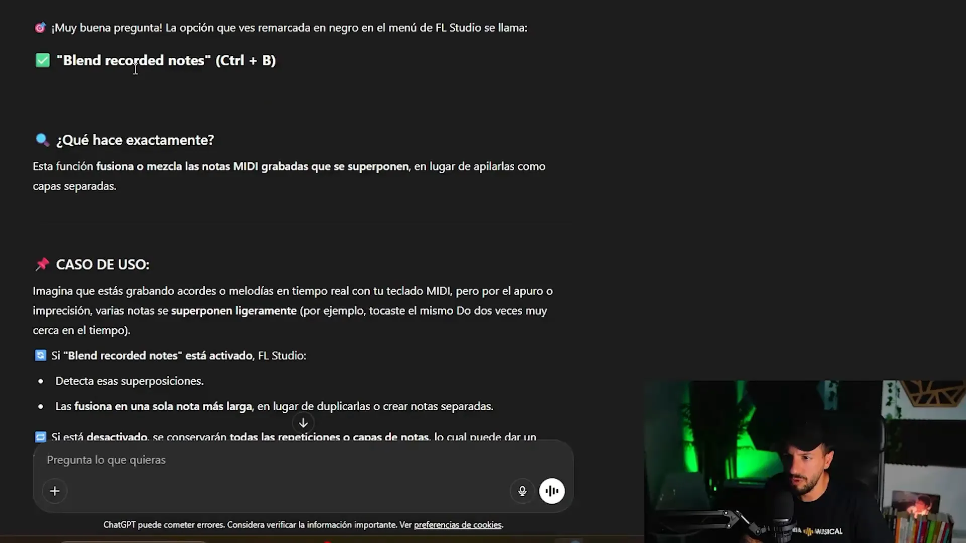 Explicación de la opción Blend recorded notes en FL Studio