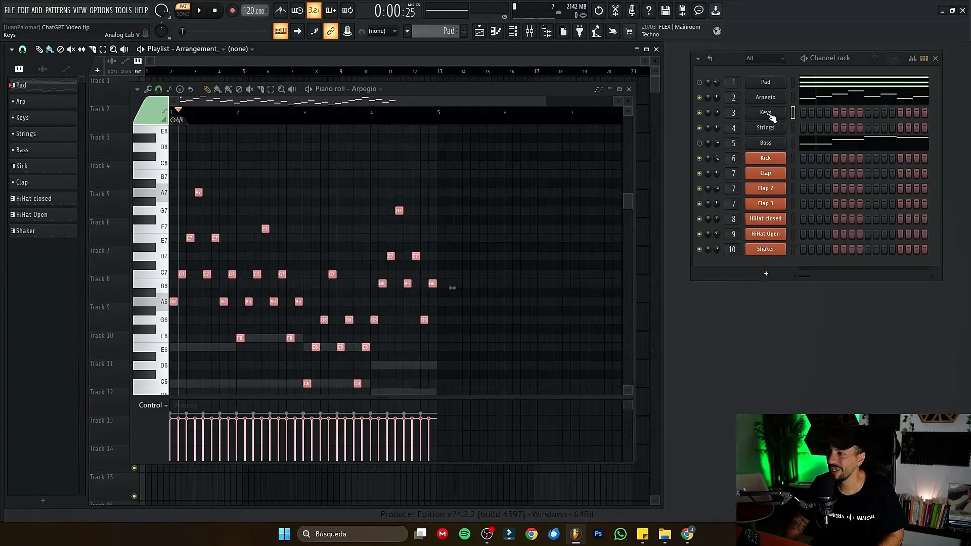ChatGPT recomendando presets para piano en Analog Lab Pro