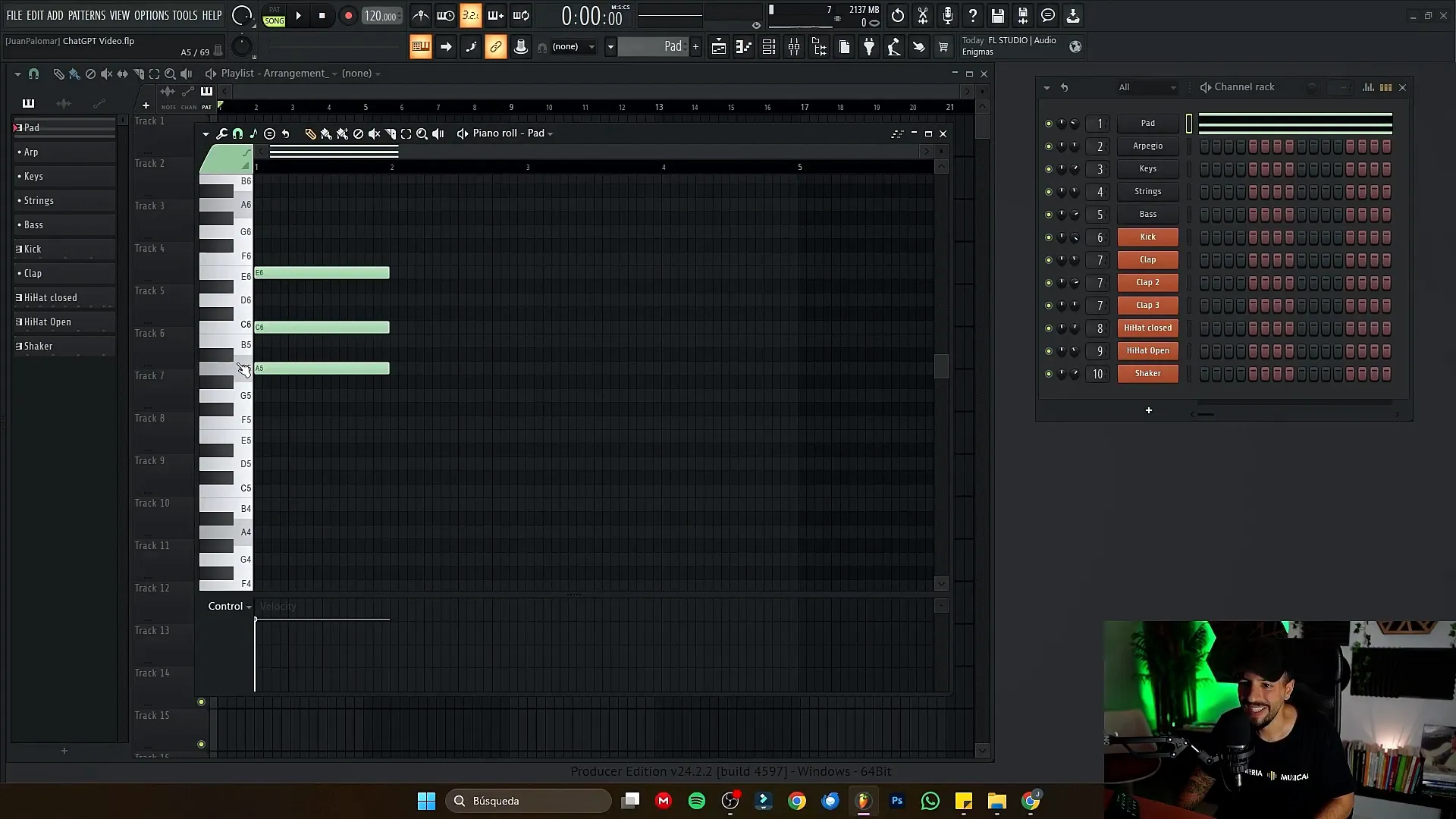 Notas de acordes para pintar en el piano roll