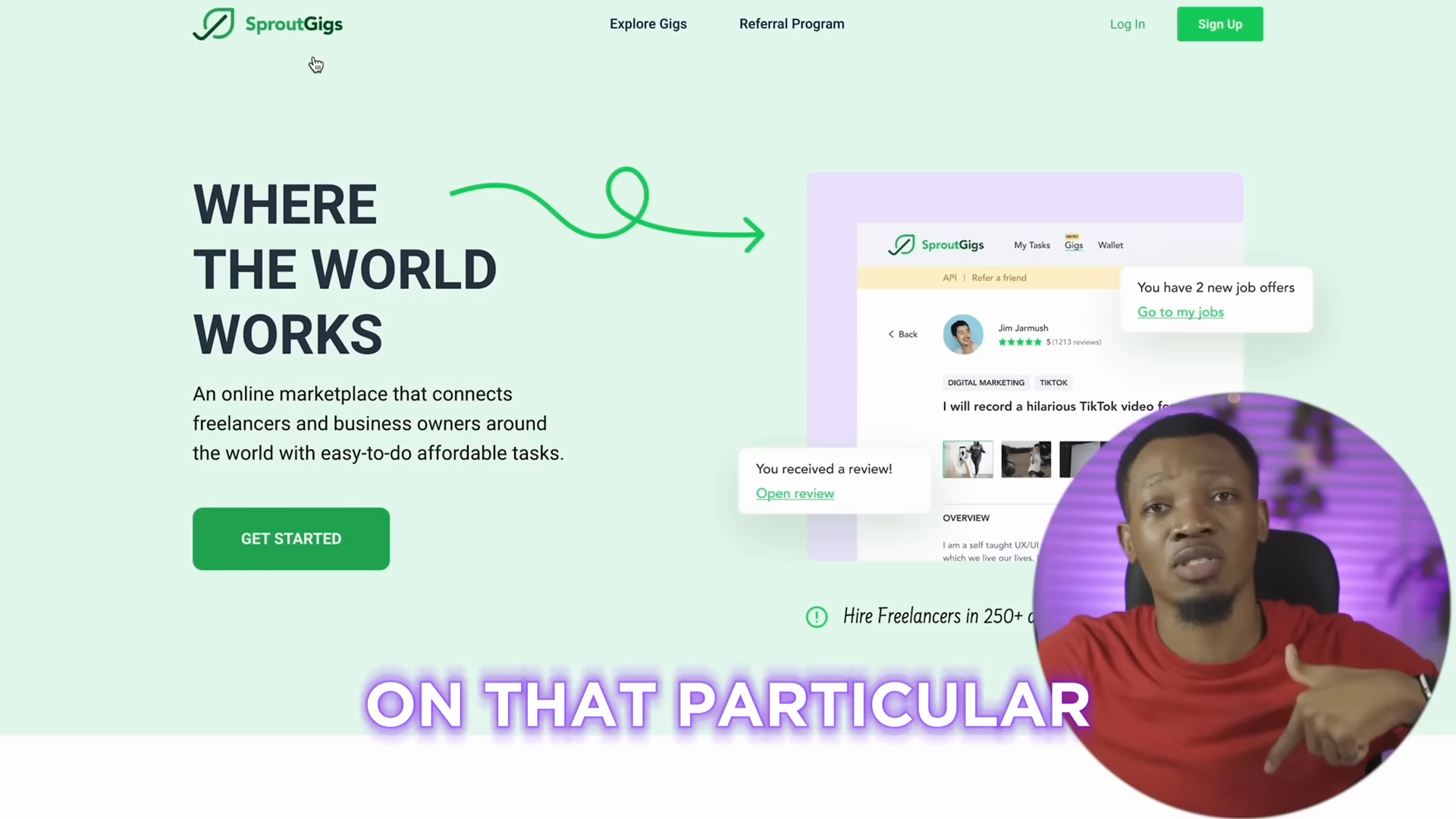 Listing of tasks available on SproutGig
