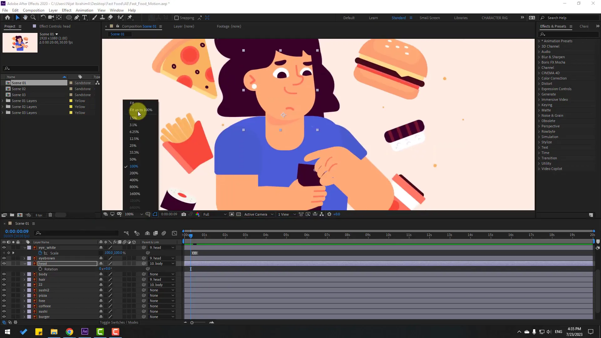 Animating hand rotation using keyframes and graph editor