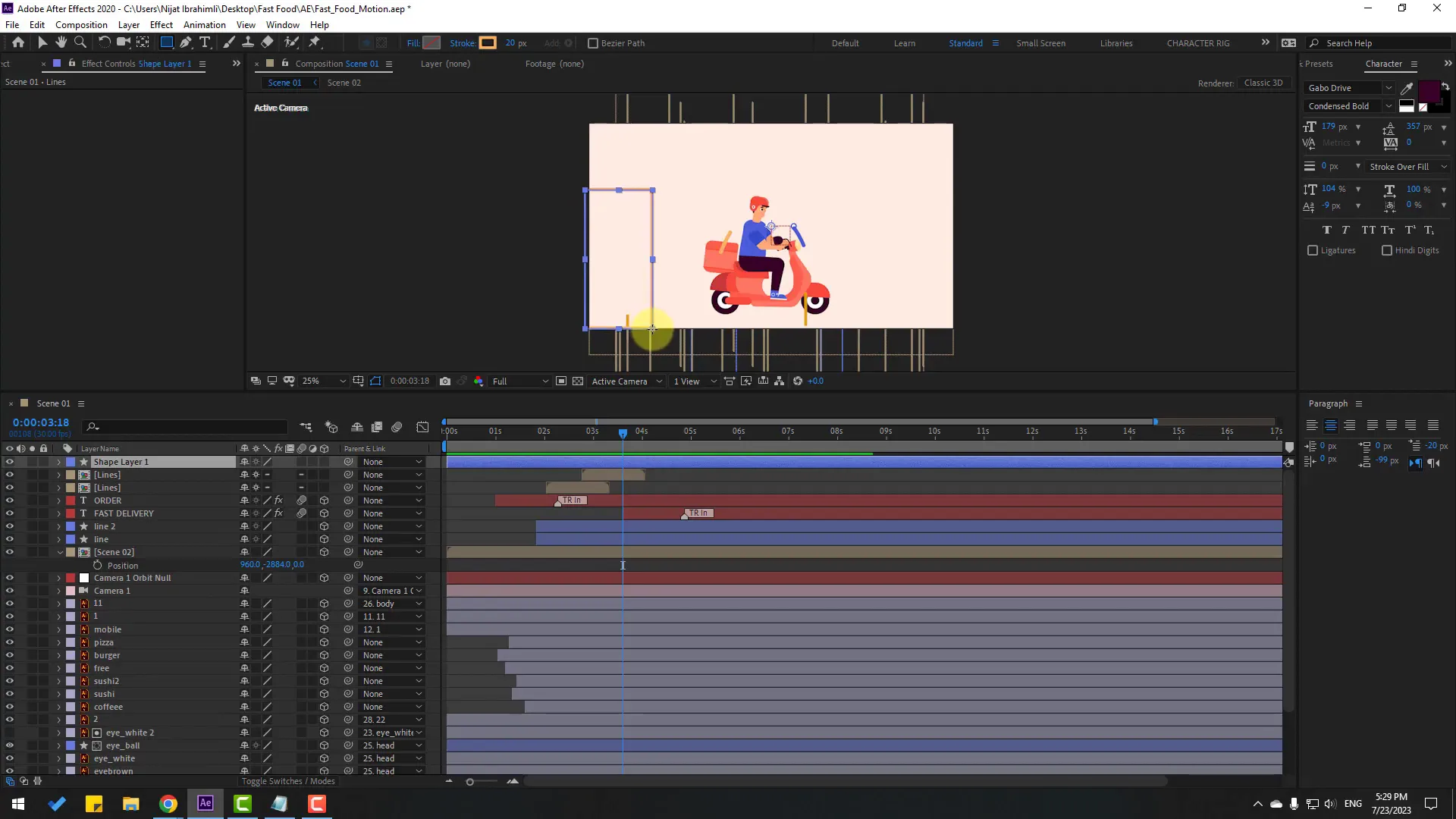 Building and animating background shapes for depth