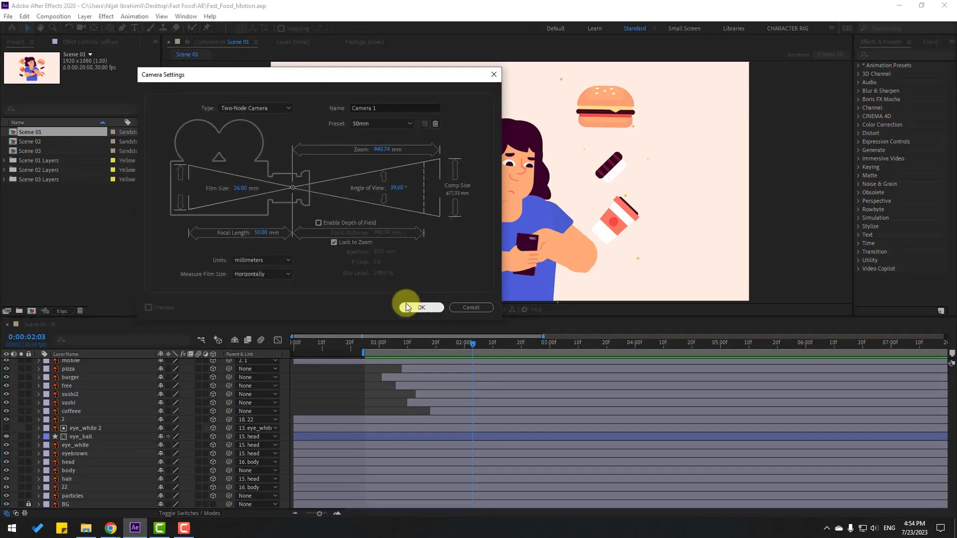 Setting up and animating a 3D camera in After Effects