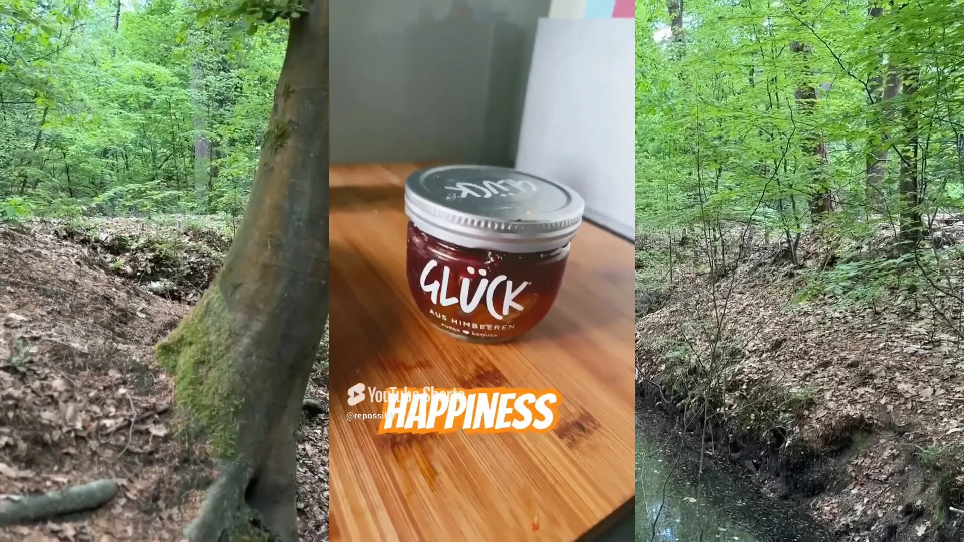 Jam jar labeled 'happiness' in German
