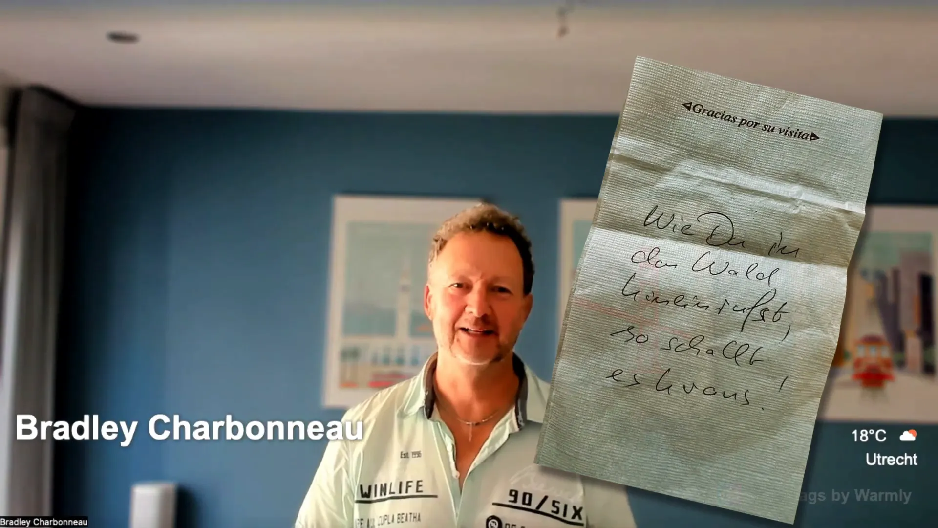 A napkin being written on—someone capturing a simple philosophy