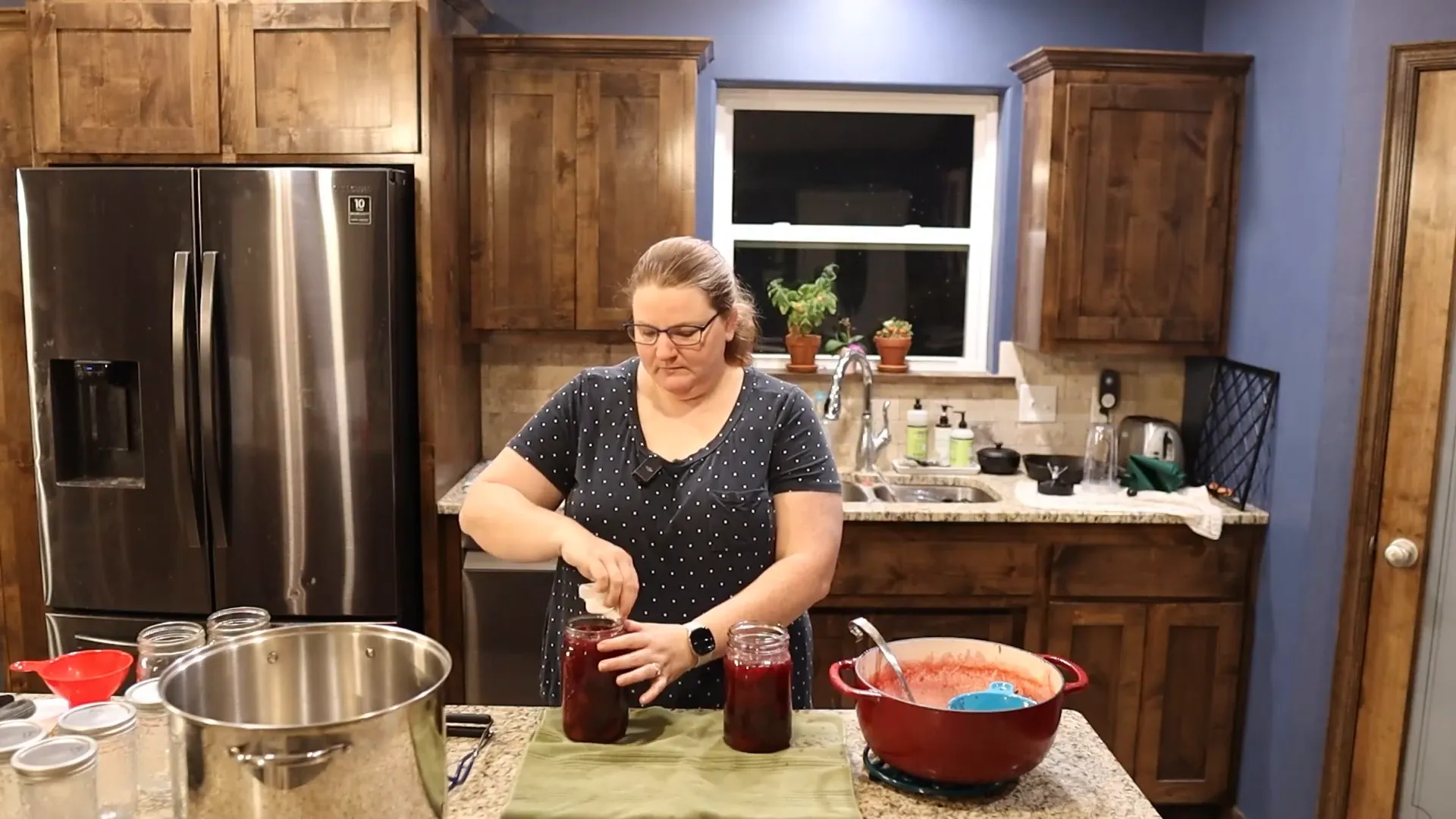 Filling jars with for canning plums