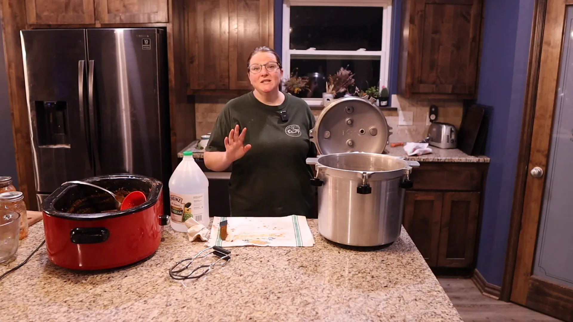 Preparing the pressure canner for pressure canning chili
