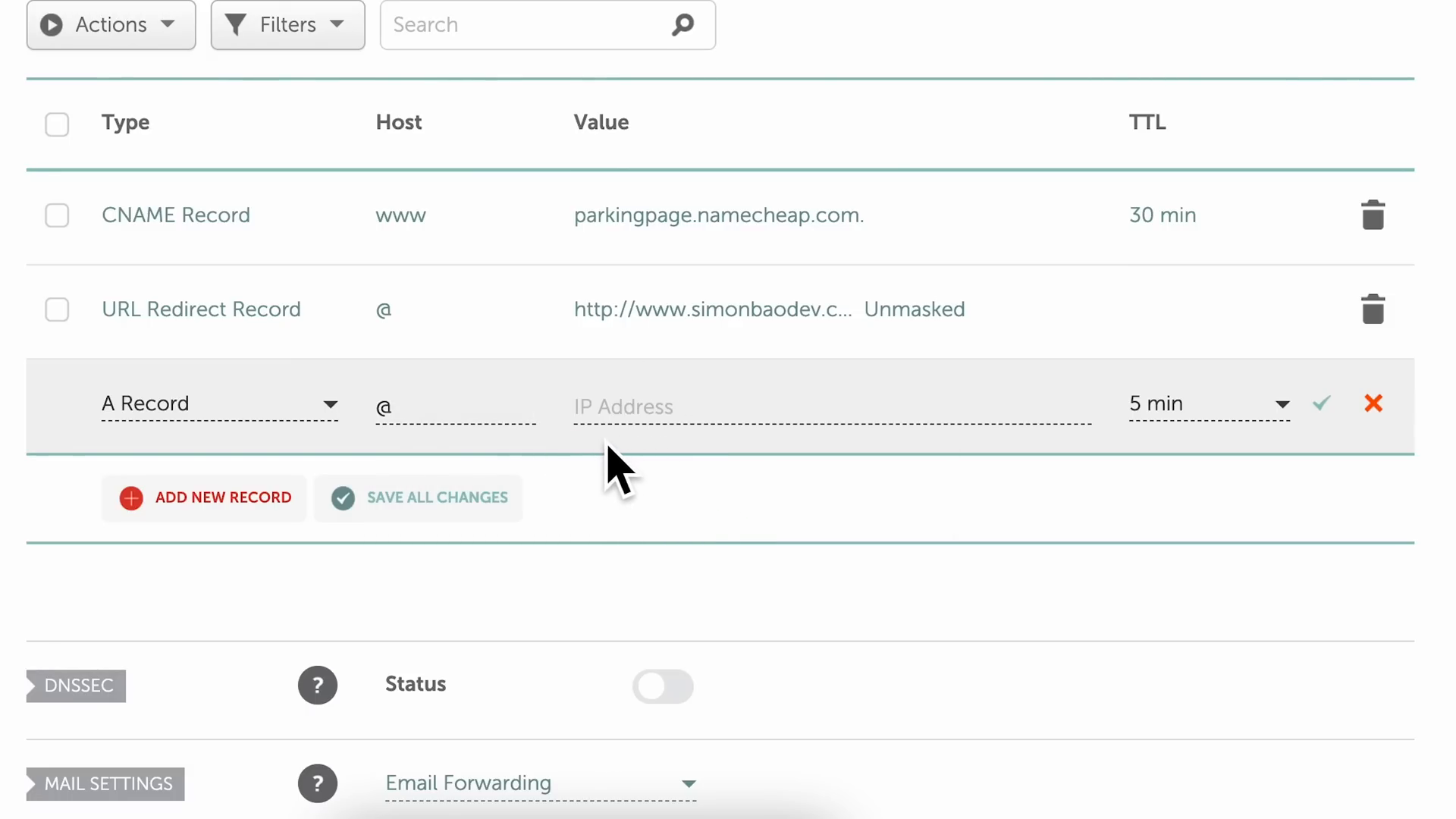 Setting up DNS A Records