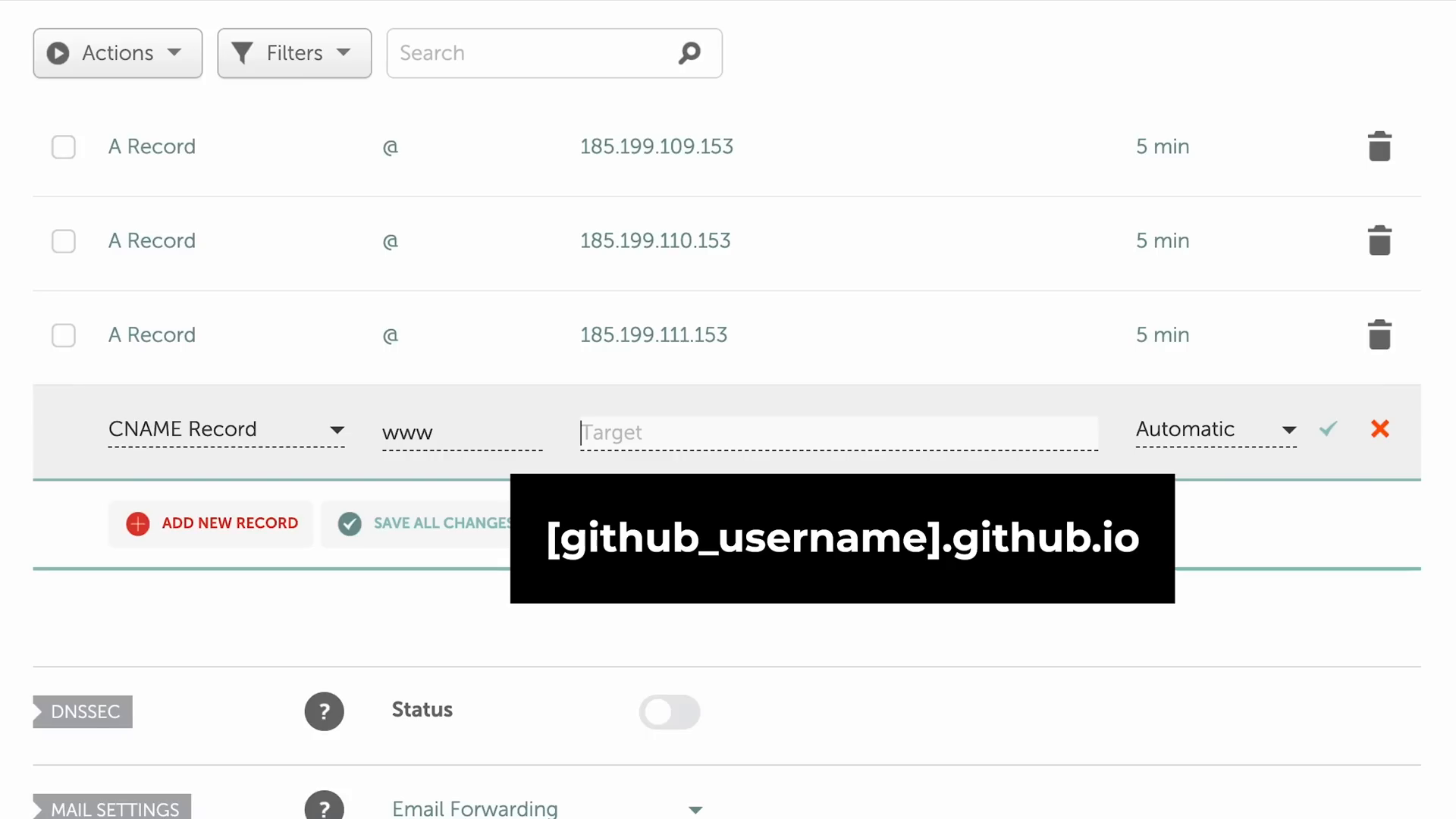Setting up www subdomain