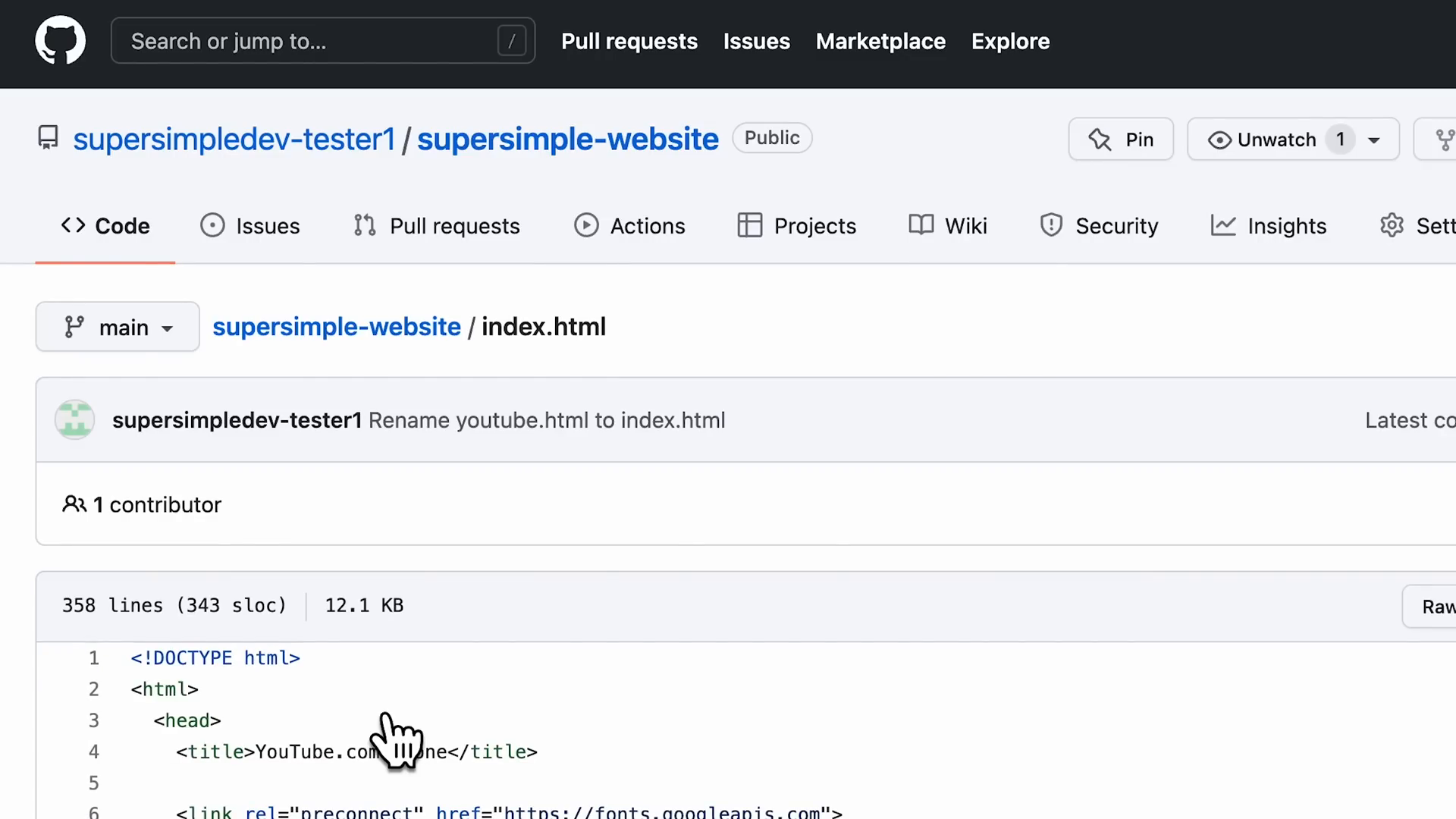 Renaming HTML file to index.html