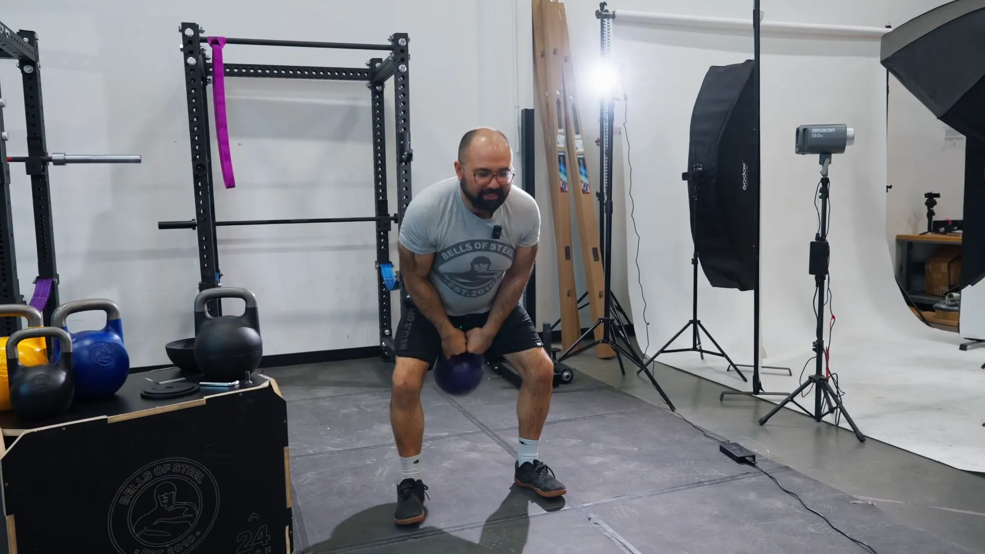 Demonstration of kettlebell swing exercise