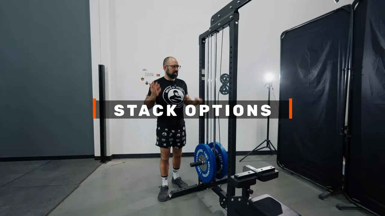Stack options overview for 310 lb lat pulldown and low row machine