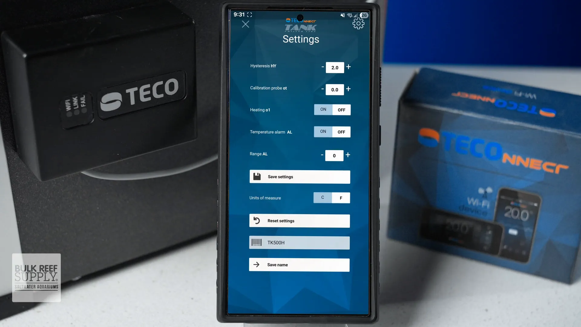 WiFi module stuck to side of chiller with app displayed