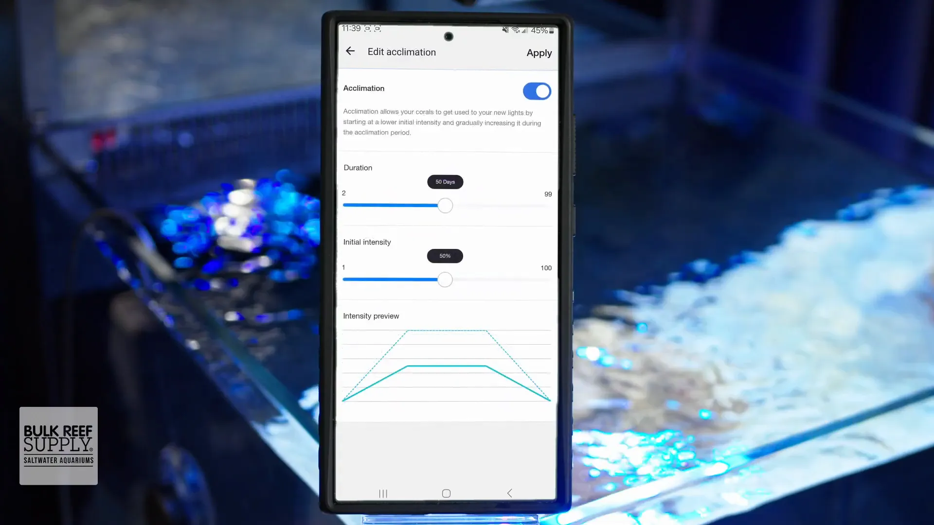 ReefBeat app lunar cycle and acclimation mode