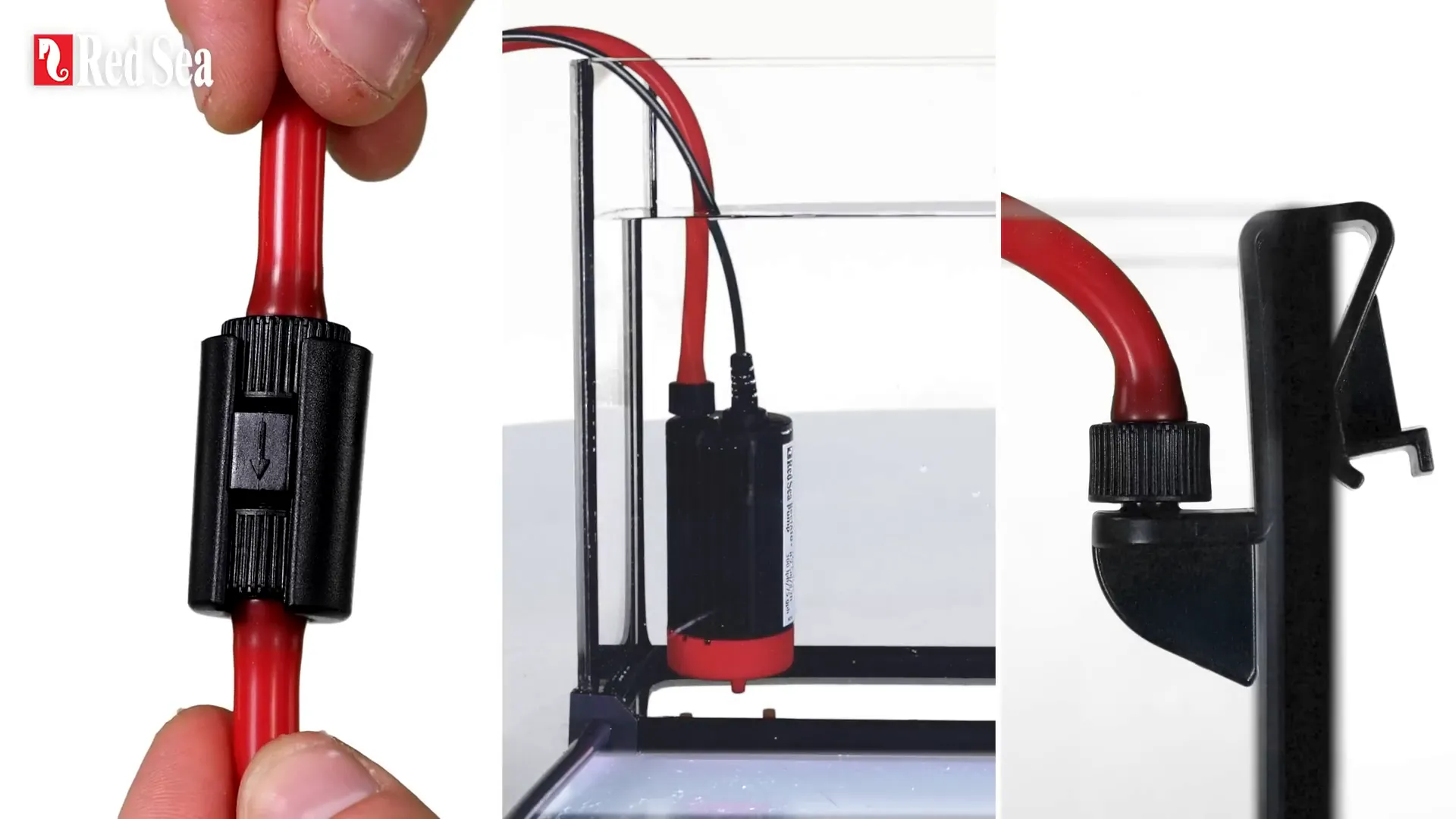 Silicone tubing with siphon breaker and tube holder installed
