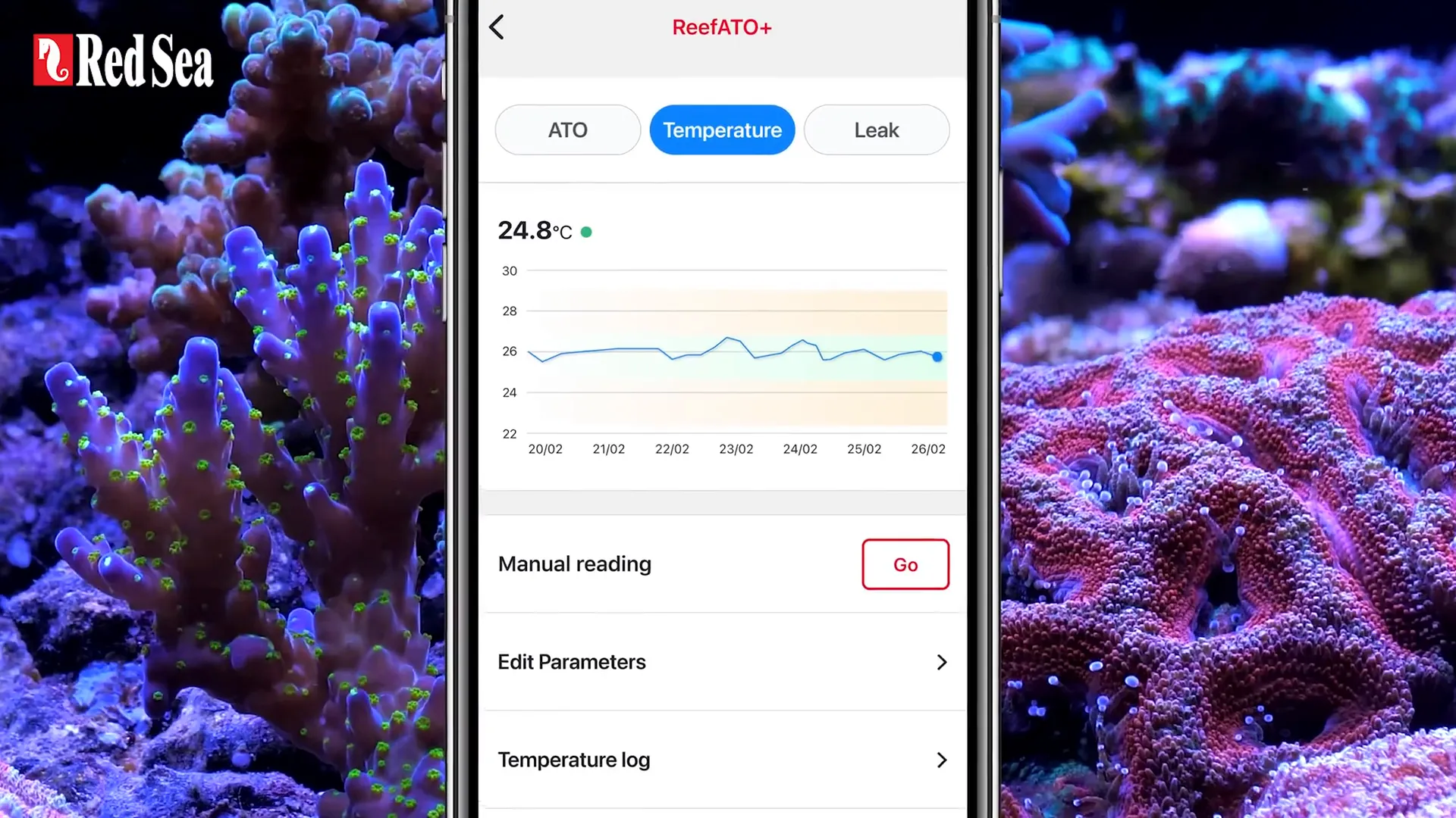Digital thermometer probe attached to the ATO sensor