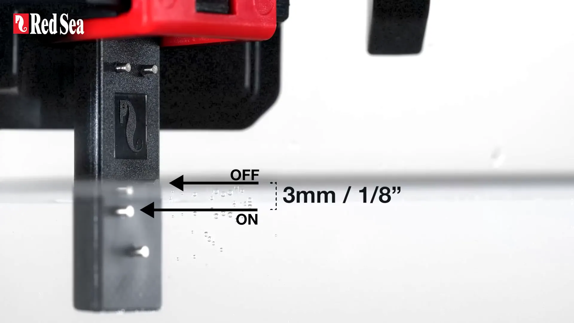 Close-up of titanium probes in ReefATO sensor