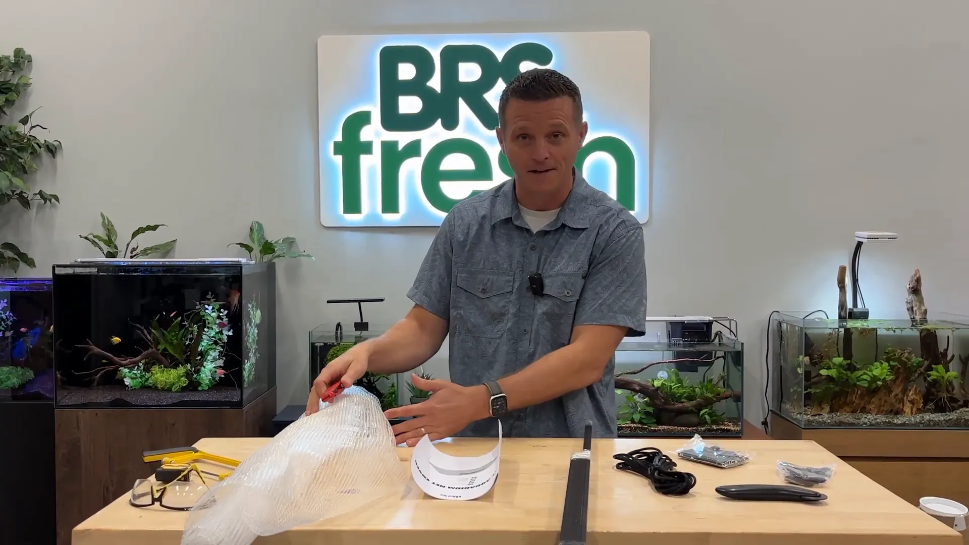 Components of the aquarium screen kit laid out