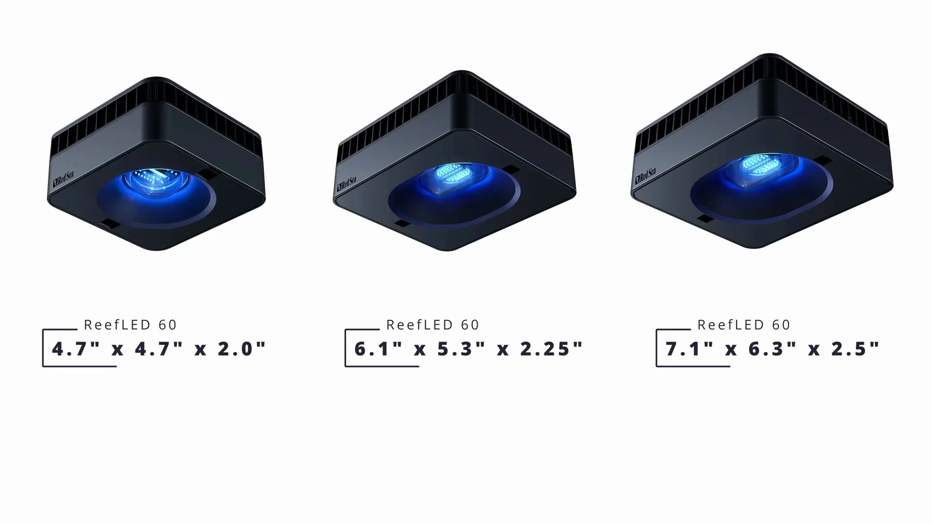 Array view and size comparison of the three G2 models
