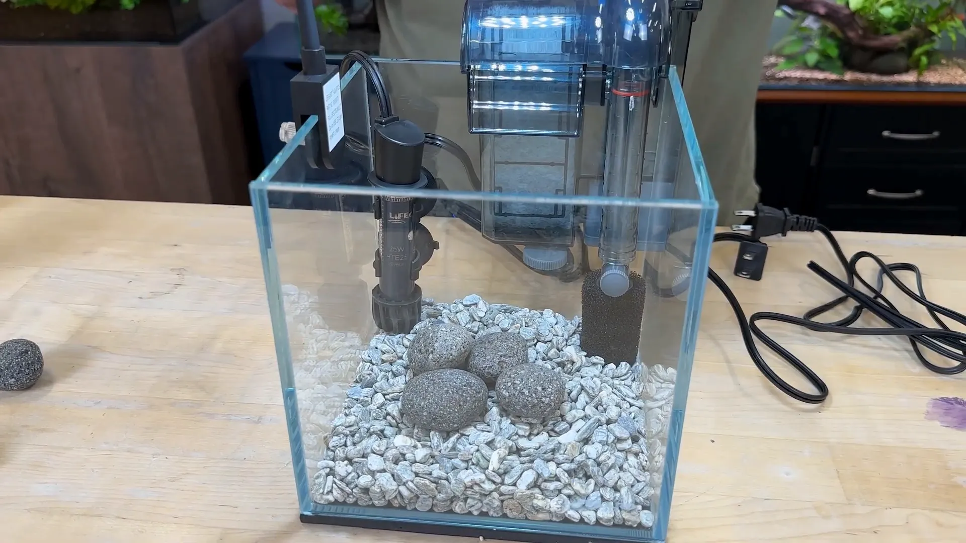Adding gravel and lava rocks to the nano tank