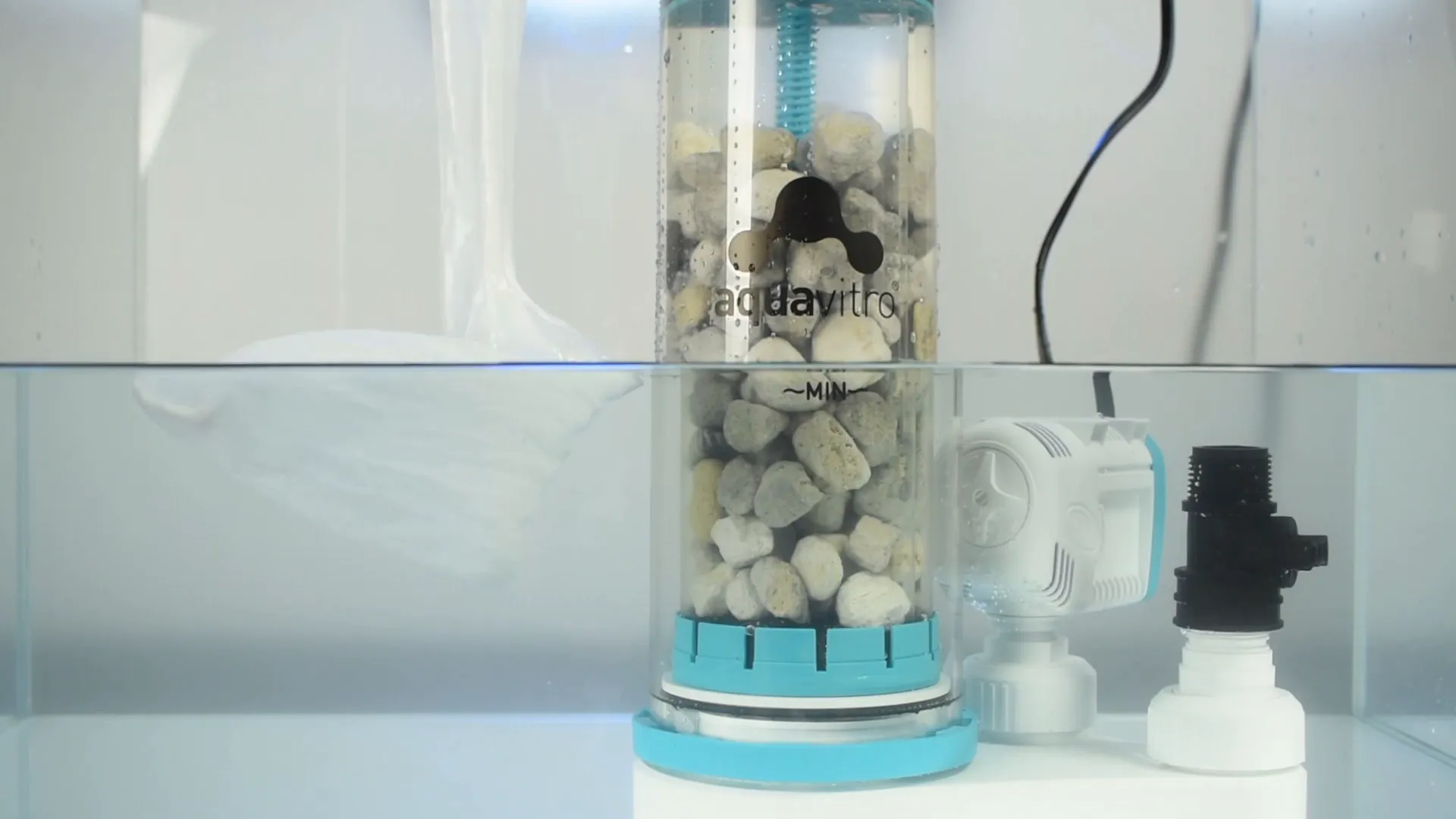 Element M reactor showing even upward water flow through media