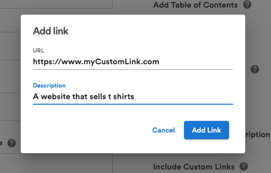 Add custom links option