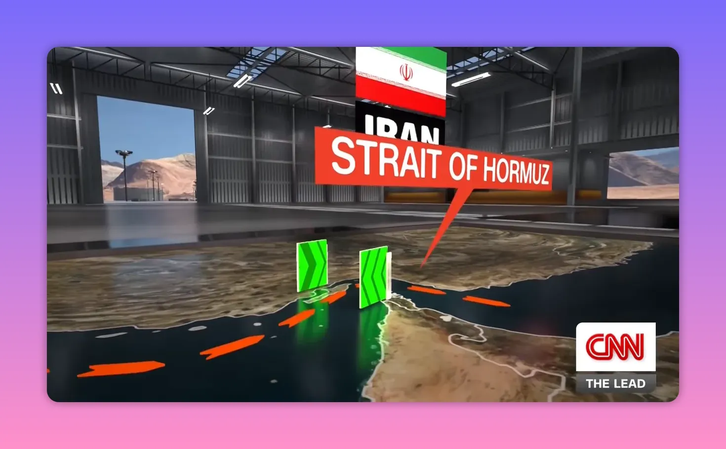 Detailkarte der Straße von Hormus mit markierten Engstellen und Schiffspfeilen