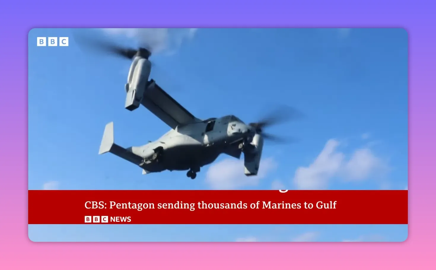 MV-22 Osprey en vol, montrant le transport rapide des forces marines en zone maritime