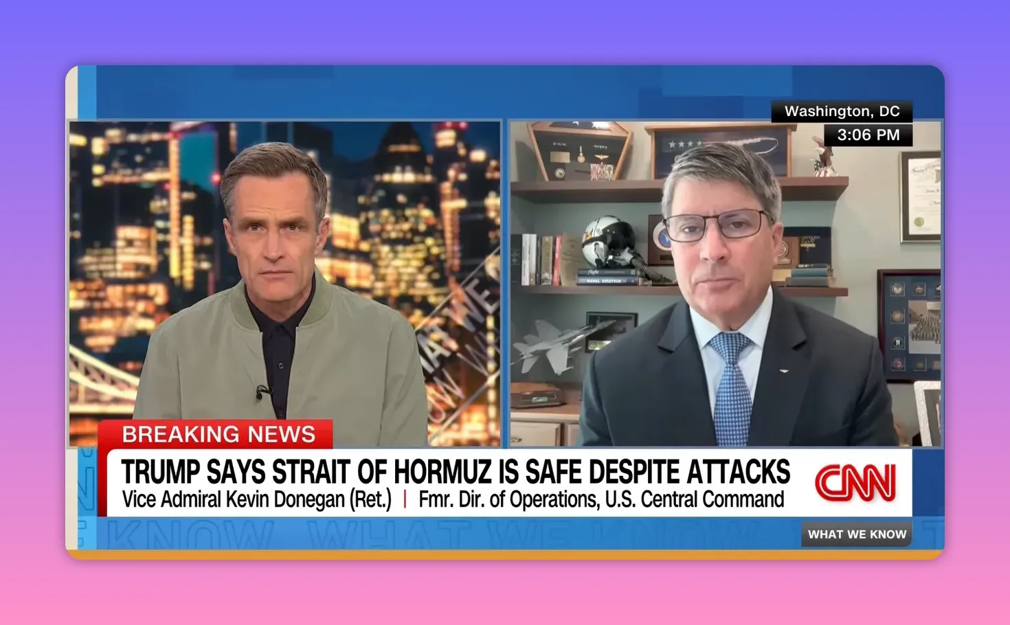 CNN-Sendung mit Überschrift über die Straße von Hormus