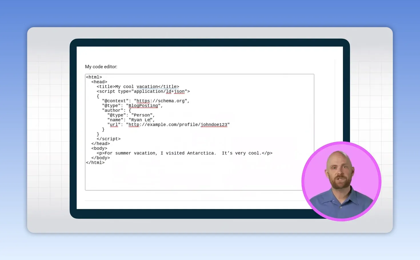 Ví dụ mã JSON-LD được chèn trong trang HTML