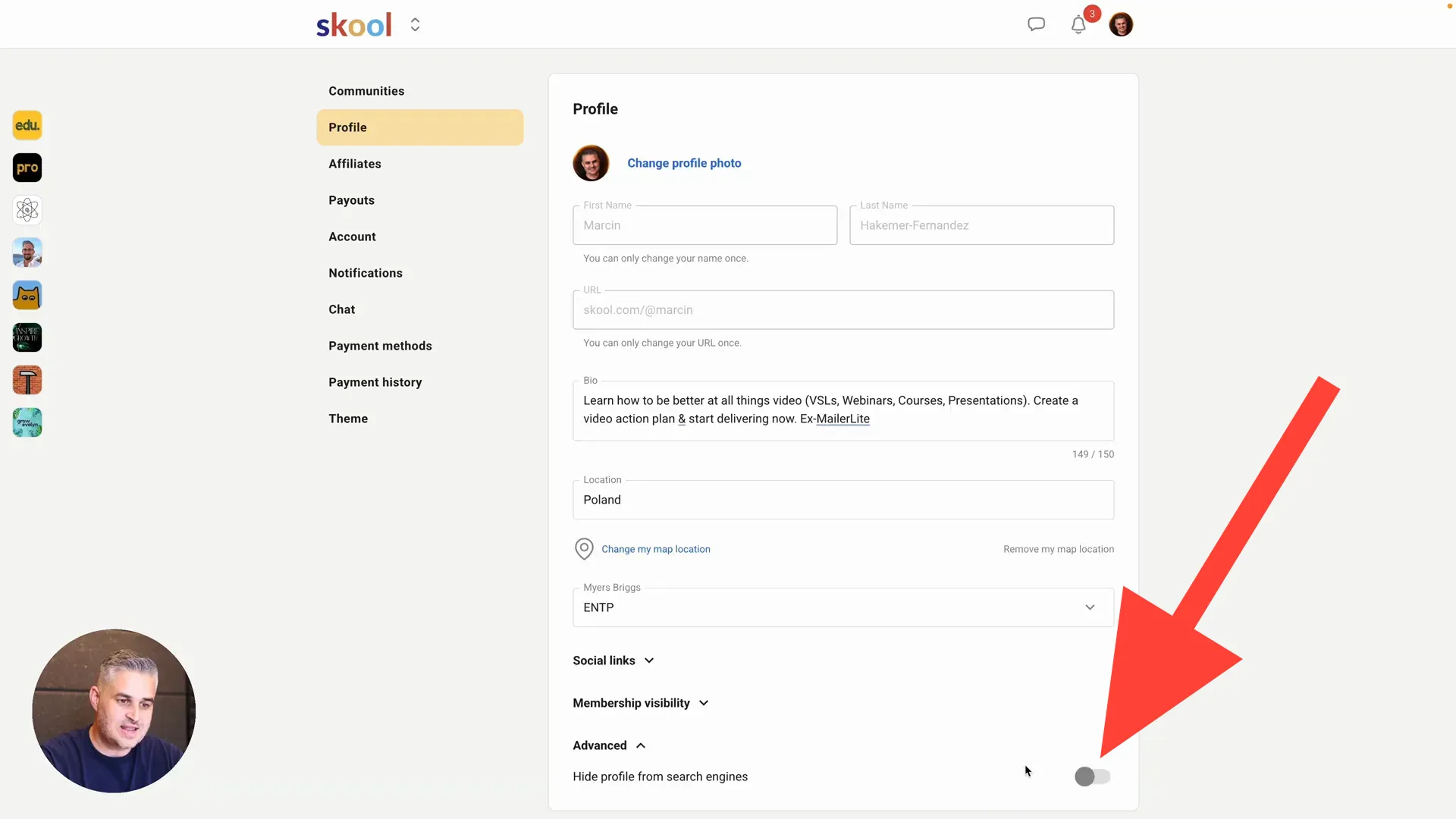 Privacy enhancements for profiles