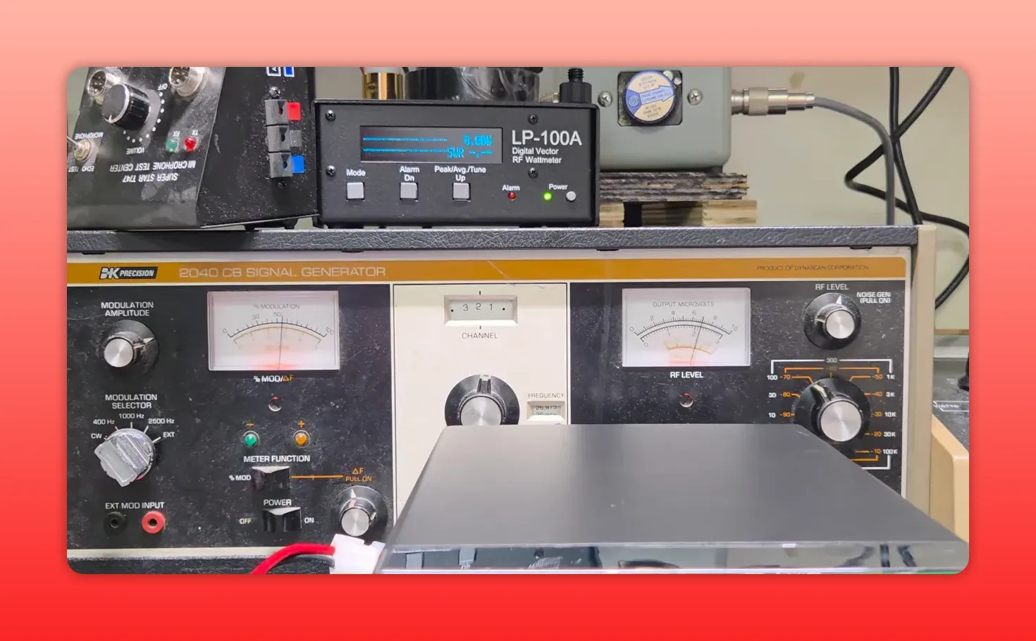 Clear view of LP-100A RF wattmeter display for SR-447HPC2 dead key and peak power