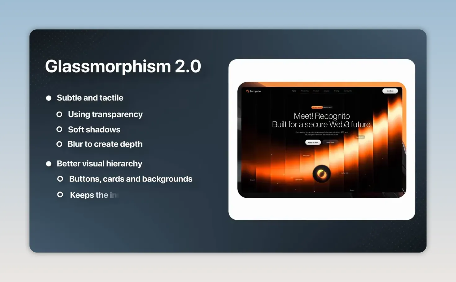 Giao diện Glassmorphism 2.0 với các lớp trong suốt và bóng mềm