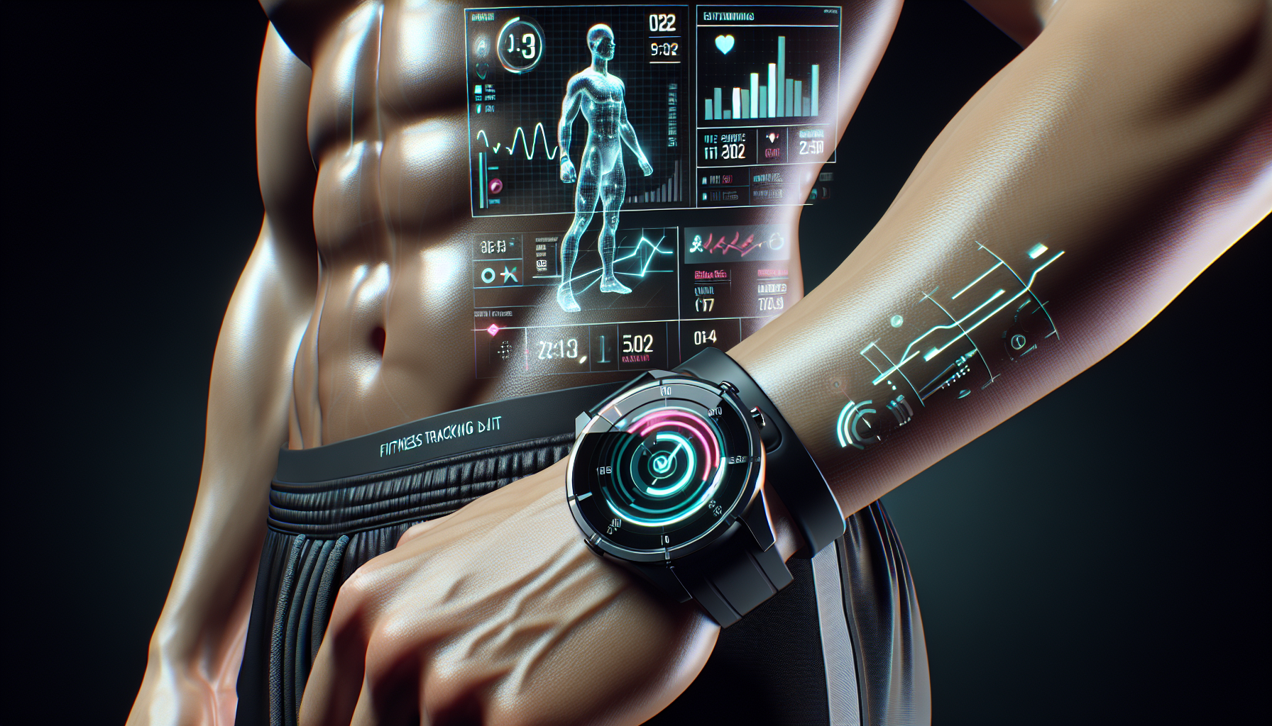 3D rendering of a person wearing a Garmin Fenix 7 smartwatch