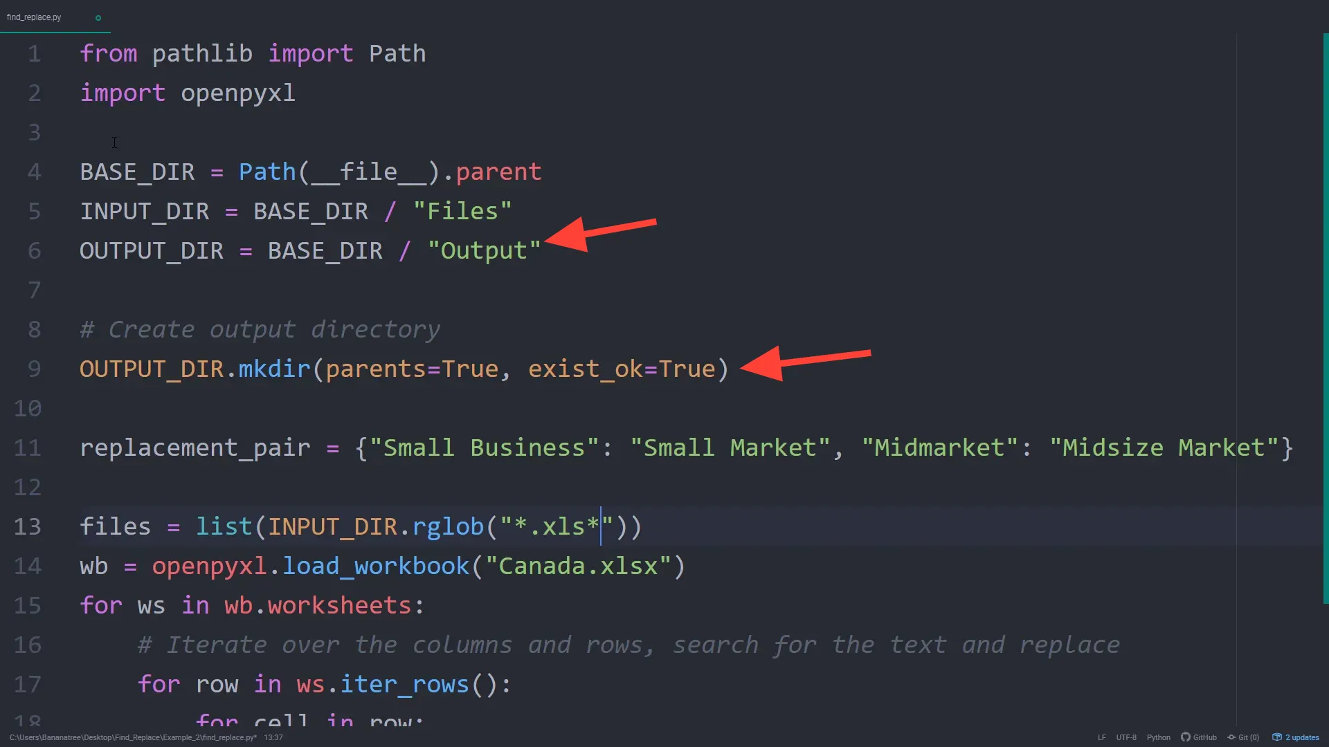 Creating output directory