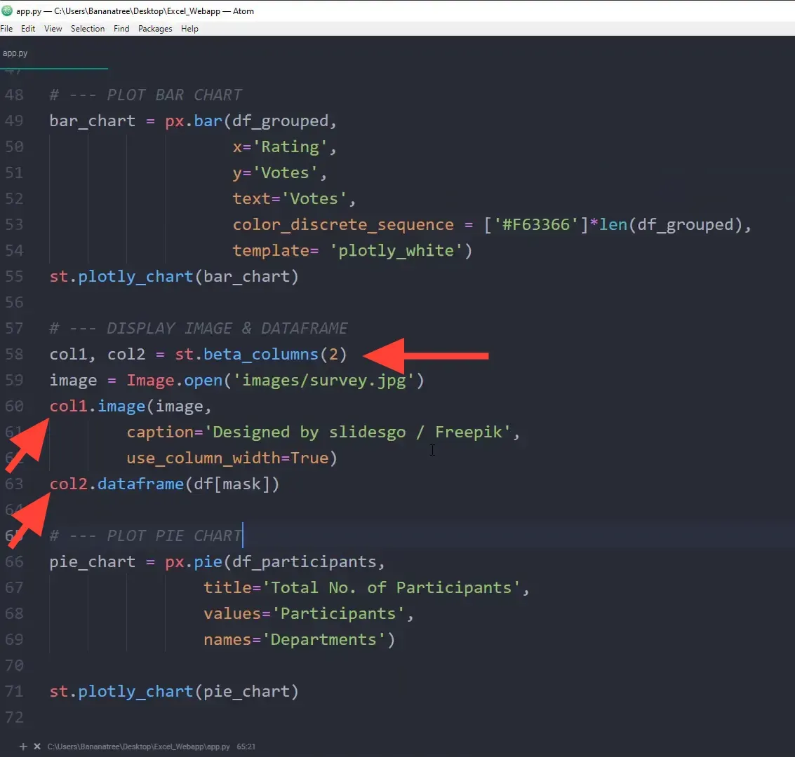 Using Columns in Streamlit