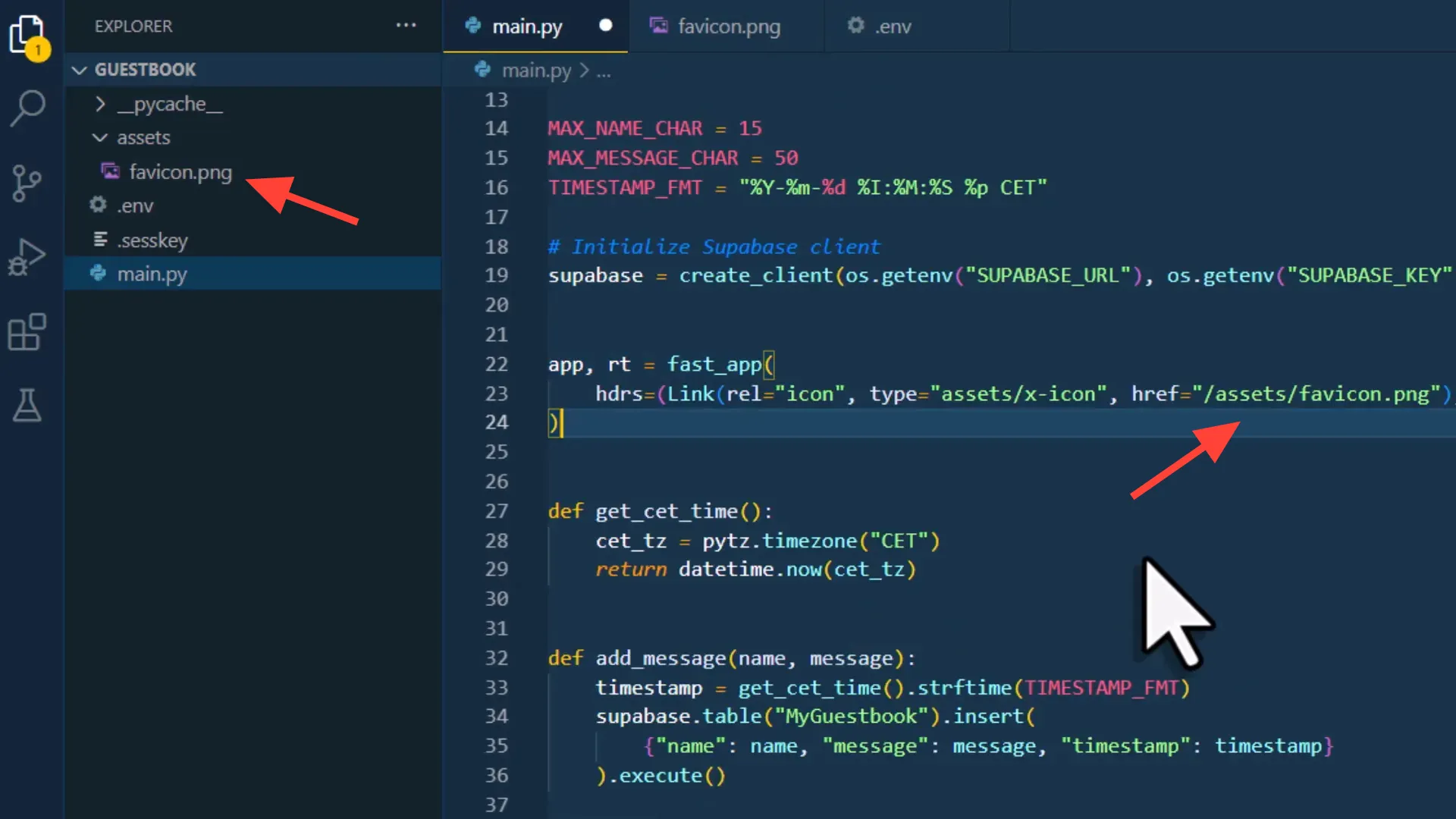 Adding a favicon to the application