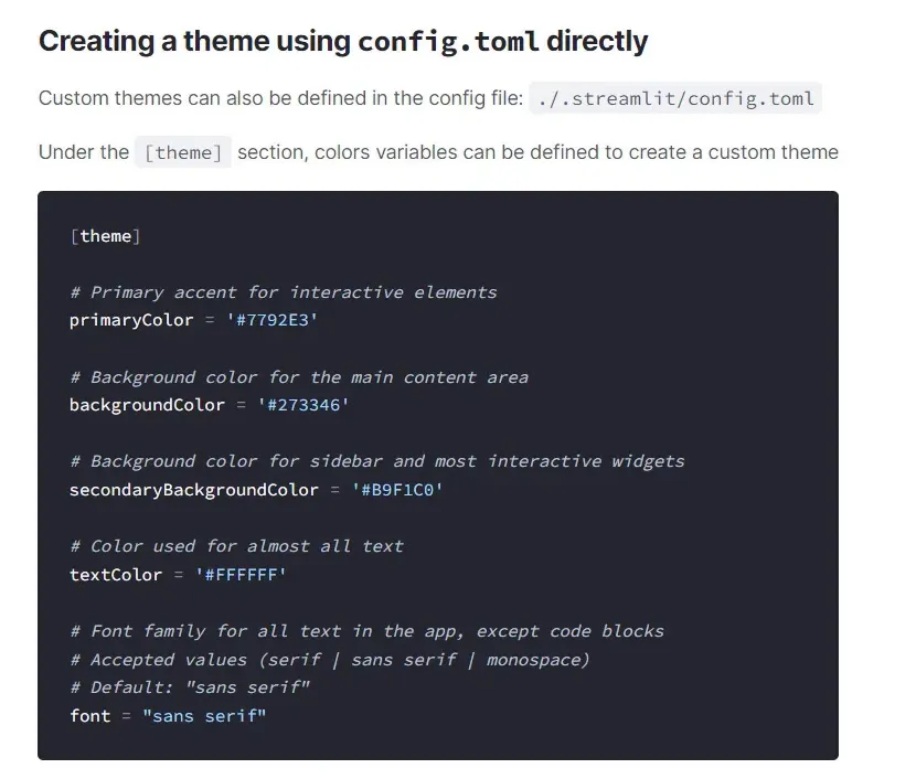 Change Streamlit Theme Screenshot