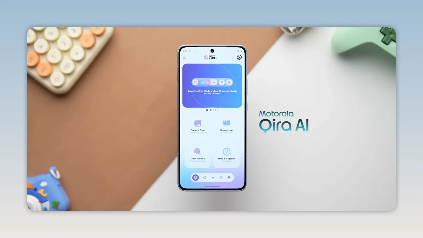 Motorola Qira AI interface shown on the Edge 70 Max display