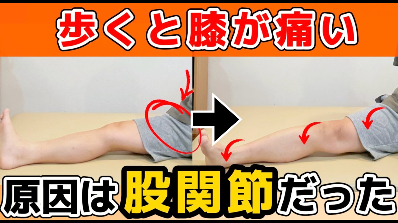 video thumbnail for '【膝痛】歩くと膝が痛い原因は股関節？｜その場で変わる神経滑らせるセルフケア【膝痛】大阪 天王寺区 あんじ整体院'