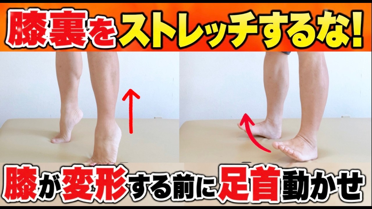 video thumbnail for '【膝裏が痛い】膝の裏を伸ばしても治らない理由｜原因は膝だけじゃなかった！簡単改善セルフケア'