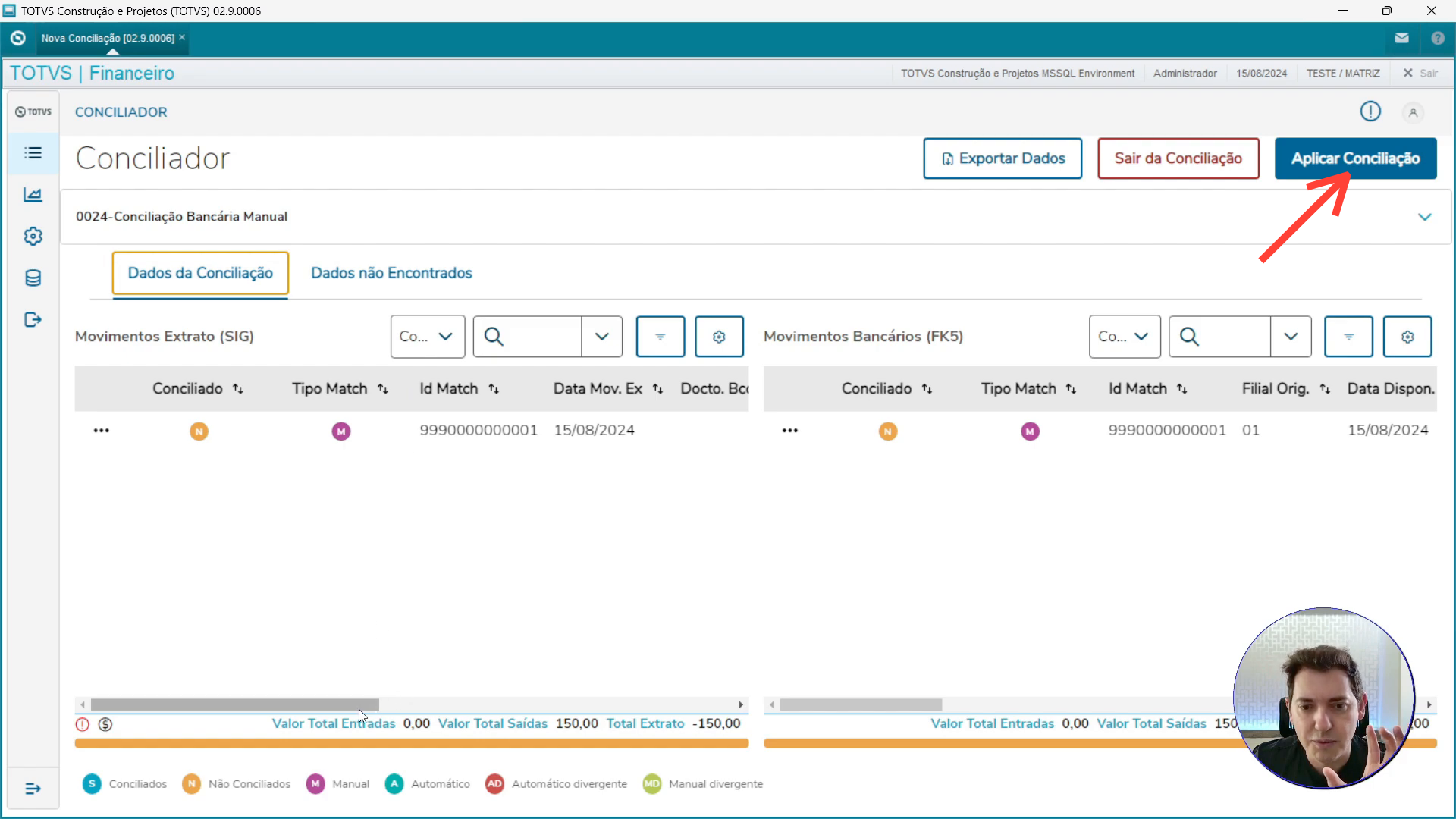 Aplicando a conciliação bancaria totvs protheus