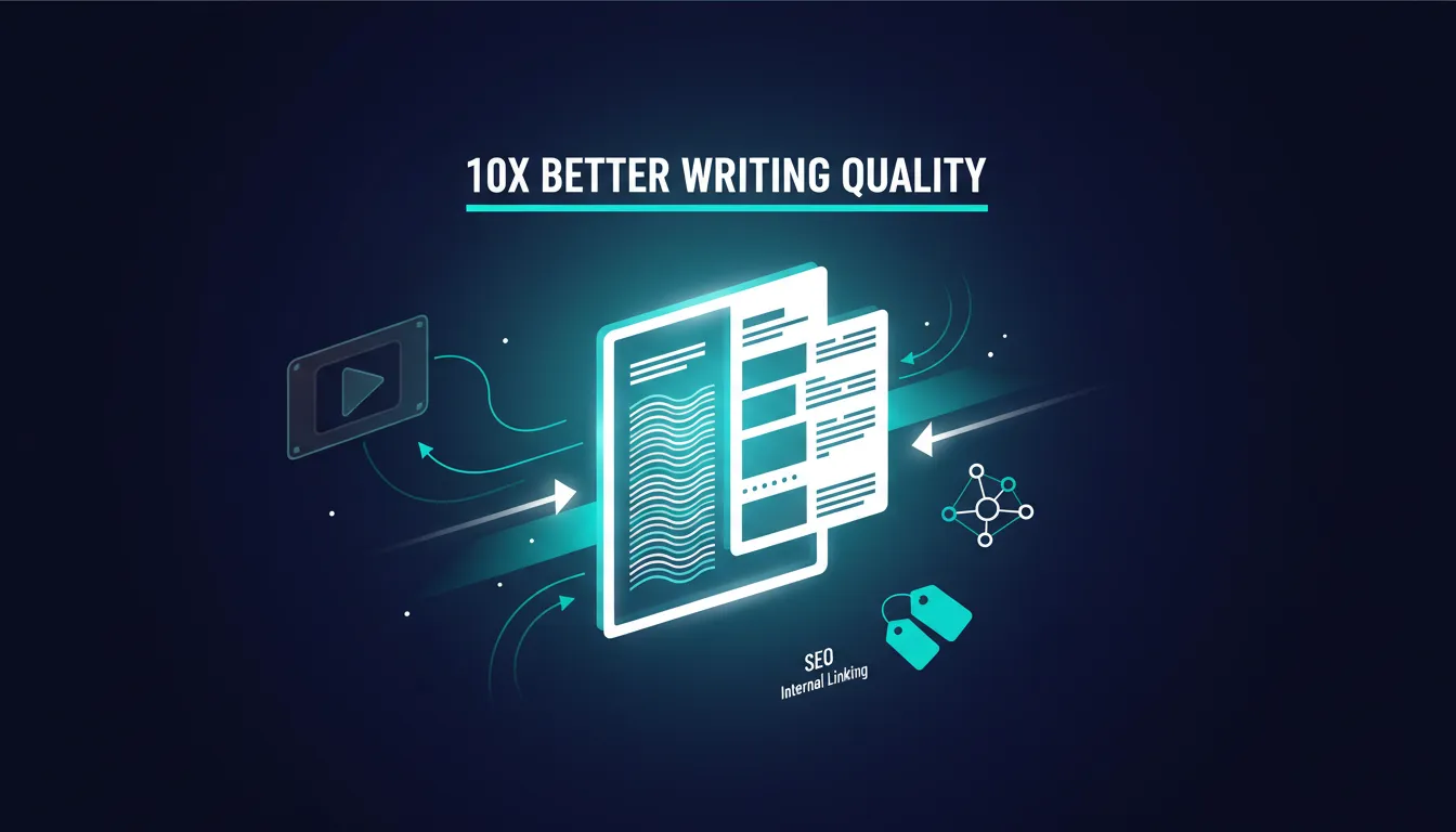 AI writing engine upgrade improving the structure, readability, and SEO alignment of a video-to-blog article
