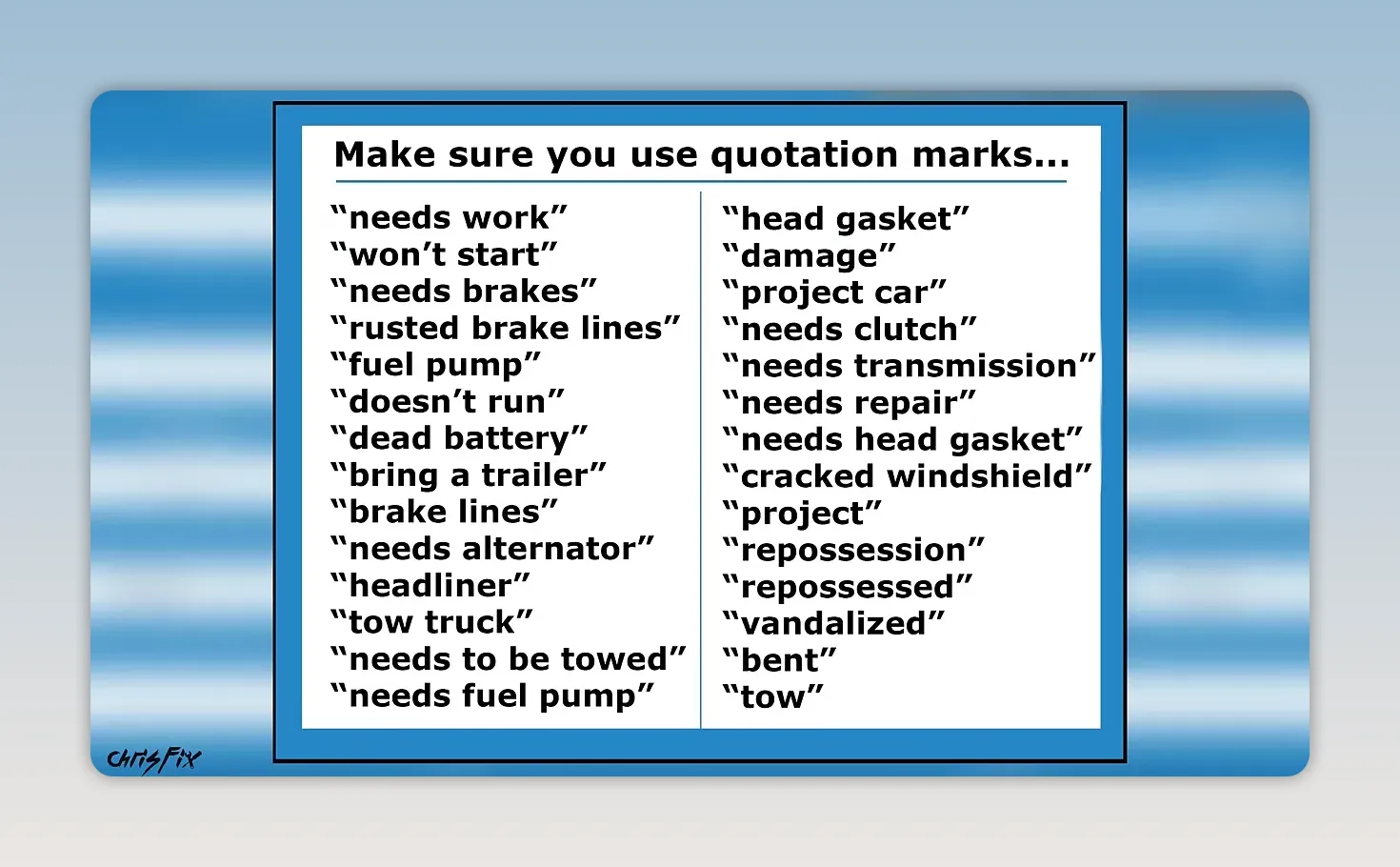 List of used-car search phrases over the AutoTempest search page