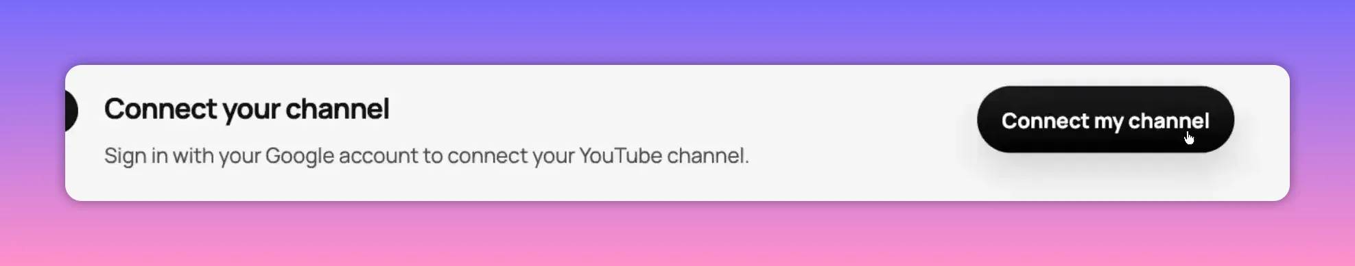YouTube Studio MCP onboarding screen with Connect my channel option