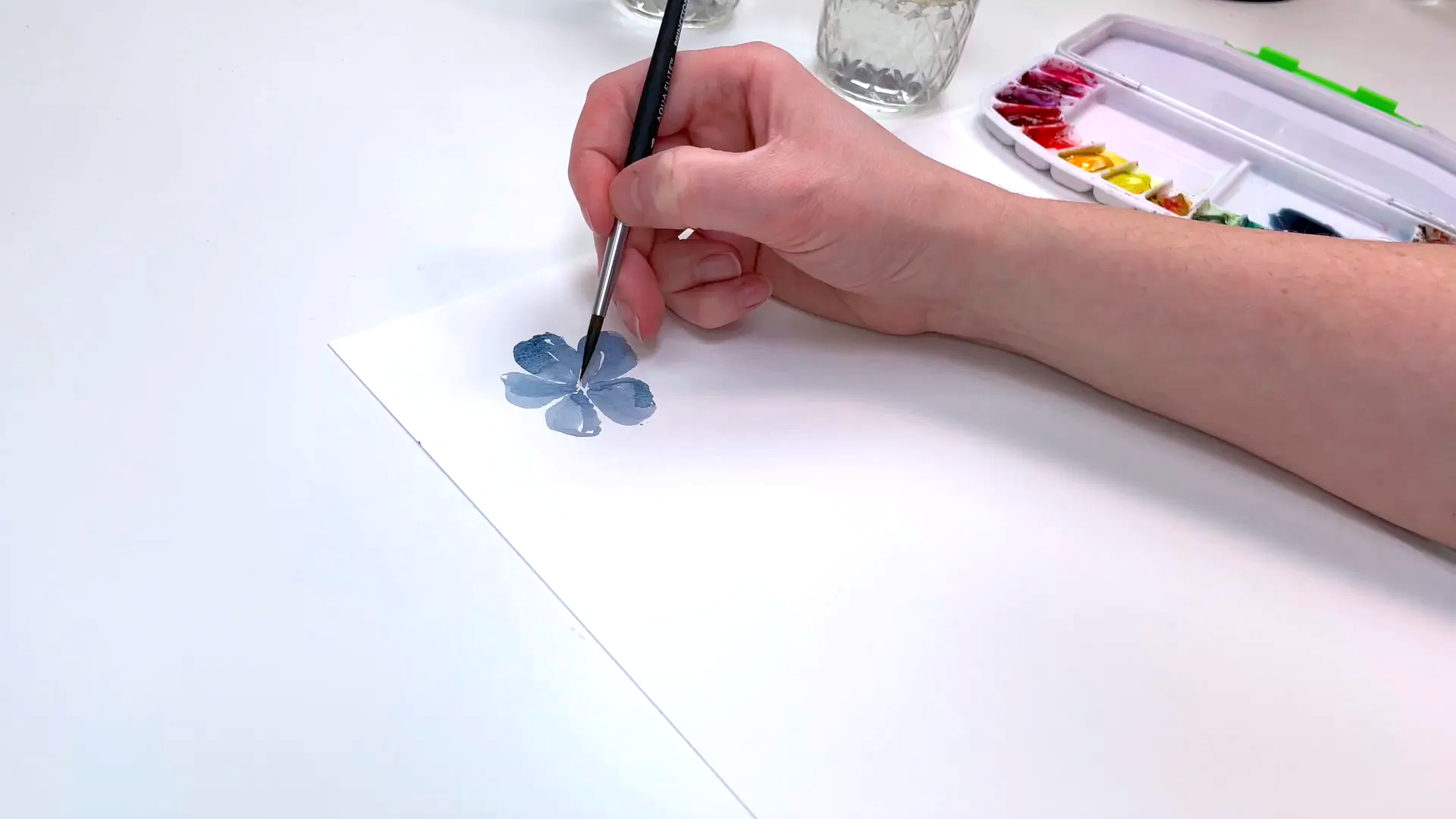 Five-petal flower in progress