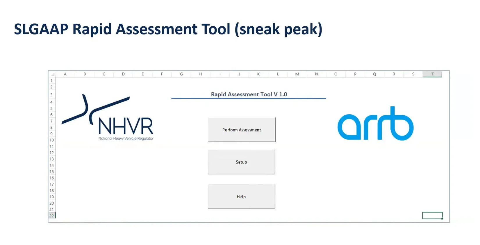 Prototype rapid assessment tool in spreadsheet layout